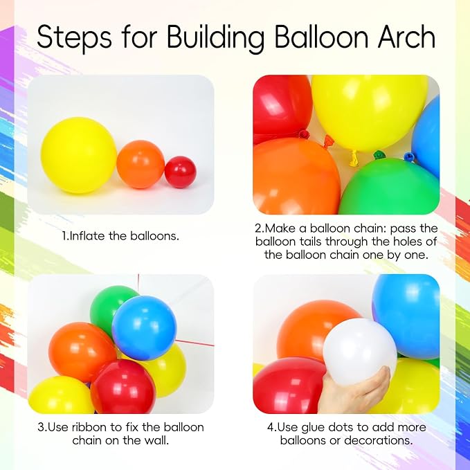 164pcs Colorful Balloon Arch Kit Red Purple Yellow Blue Green Balloons | - Image 3