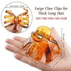 Large Octopus Hair Clips for Thick and All Hair Types, 3.2" Strong Hold Jumbo Hair Jaw Clips for Women and Girls, 6 Packs (Black & Brown)