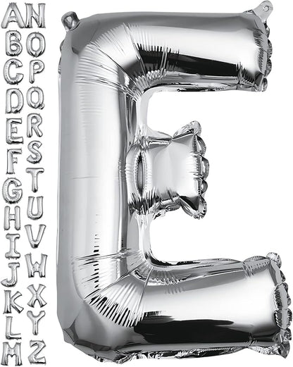 40 inch Silver Letter E Balloon, Big Size Alphabet Foil Mylar Helium Balloons by VHUWE