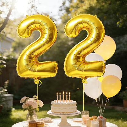 40 Inch Number 22 Balloons for 22nd Birthday Party Decorations, 0-100 Gold - Image 3