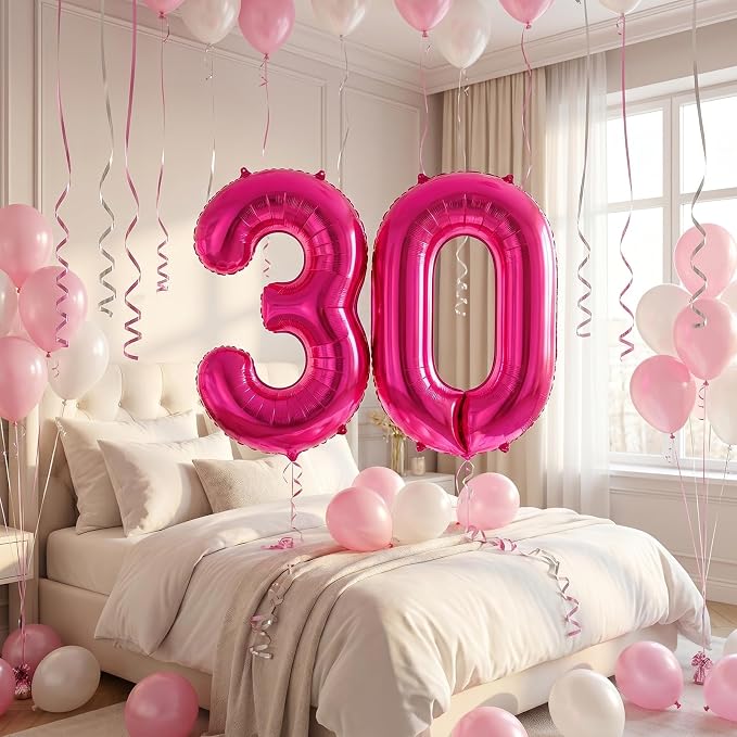 40 Inch Hot Pink Number 3 Balloon, Giant Number Balloons, Birthday Decor | - Image 5