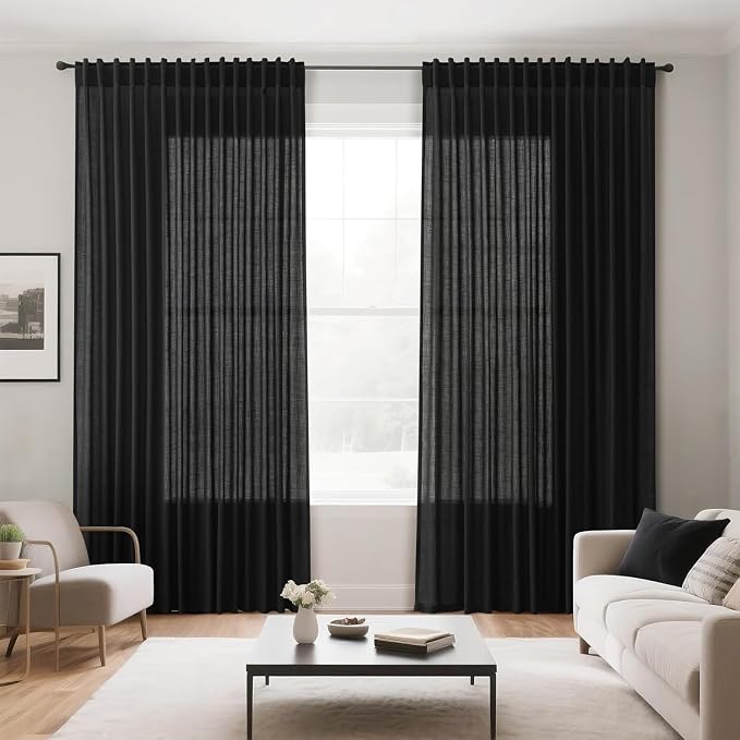 Extra Long Black Curtain 108 inches Long 2 Panels Set - Image 8