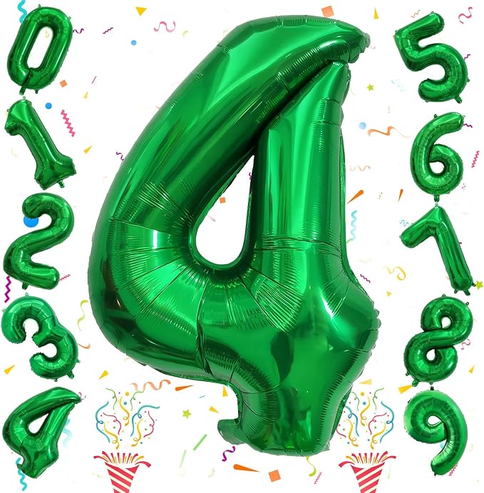 Emerald Green Number Balloons, 40 Inch Dark Green Number 4 Balloon by Isndare