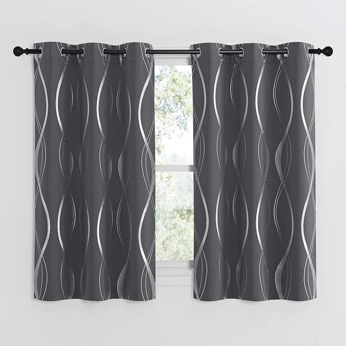 NICETOWN Small Blackout Grey Cafe Curtain Panels - Image 2