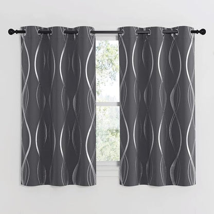 NICETOWN Small Blackout Grey Cafe Curtain Panels - Image 2