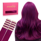 WENNALIFE Tape in Hair Extensions Human Hair Violet Tape in Extensions, 10pcs 30g 26 inch Remy Invisible Tape Ins Straight Colored Soft Real Human Hair Tape in Extensions Refill Set Extensions
