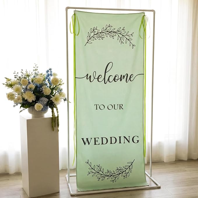 Yousoontic Welcome to Our Wedding Linen Rustic Wedding Welcome Banner Plain - Image 6