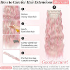 KooKaStyle Clip in Hair Extensions 4PCS Long Wavy Natural & Soft Hairpieces for Women 24 Inch for Women(Blonde with Pink Highlight)