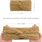 DRESHOW Knit Crochet Headband for Women Ear Warmer Soft Turban Stretch Warmer Headbands Winter Fashion Head Wrap