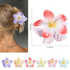 Flower Hair Clips 6 PCS Hawaiian Claw Clips for Vacation Hibiscus Hair Claw Clips Cute Large Hair Clips for Thick and Thin Hair Plumeria Hair Accessories for Women Girls -Light Petal