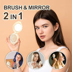 Folding Hair Brush with Mirror for Women Men and Kids，Portable Compact Hair Brush for Purse Pocket Bags, Travel Size Foldable brush with Case, Easy to Carry(Beige)