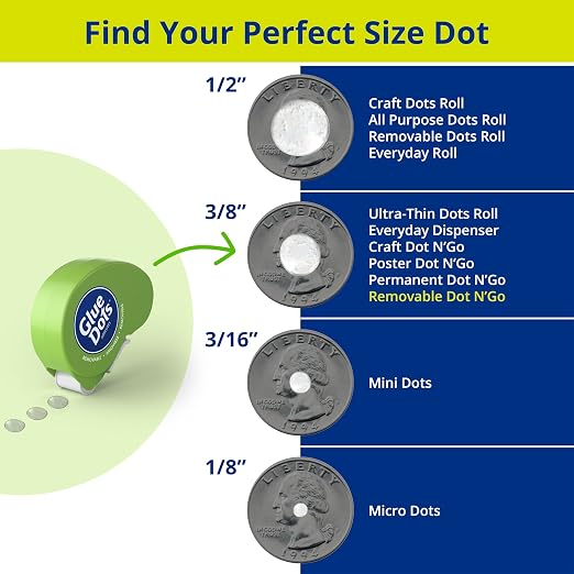 Glue Dots, Removable Dots Dot N' Go Dispenser, Double-Sided, .38 Inch, 200 Dots - Image 4