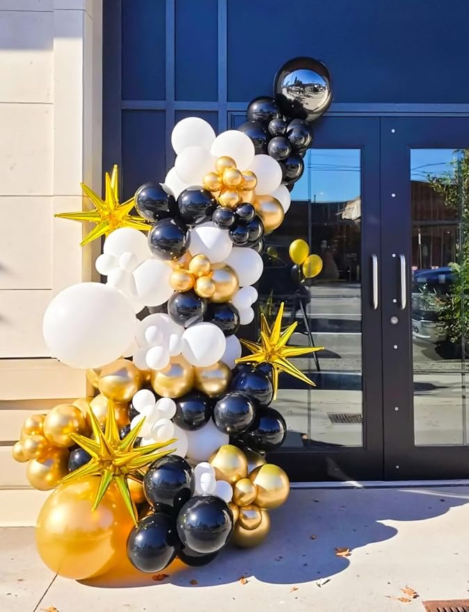 Black and Gold Balloons Arch Garland Kit, Fathers Day Balloon arch - Image 5