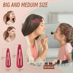 Metal Snap Hair Clips, No Slip Hair Clips for Thick/Thin Hair, 16pcs Medium Barrettes for Women Kids Hairstyle Makeup Accessories (8pcs 2.36inch & 8pcs 2.7inch) (Pink Pink)