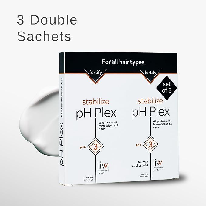pH Plex Stabilize: Nourishing Hair Mask - Fortifies Effects Between Coloring & Bleaching - Salon Quality Results at Home - Maintenance Kit (3 Double Sachets)