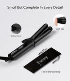 FARERY Travel Curling Iron, 1 Inch Mini Curling Iron Travel Size with 3 Adjustable Temp, 100-240V Dual Voltage, Auto-Off, Ceramic Mini Hair Curler with Keratin&Argan Oil Infuse, Includes Storage Bag