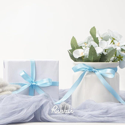 Ribbli Double Faced Light Blue Satin Ribbon, 3/8” x Continuous 25 Yards - Image 3
