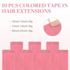 GOO GOO Tape in Hair Extensions Human Hair, Peach Pink, 12inch 20g 10pcs, Colored Tape ins Human Hair Extensions, Silky&Soft Invisible Tape Ins, Hair Highlighted for Party