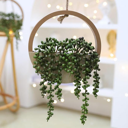 2pcs Artificial Succulents Hanging Plants 20.1'' Fake String of Pearls in Pot - Image 8