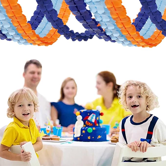 Navy-Dusty Blue Orange Birthday Party-Decorations - Image 6