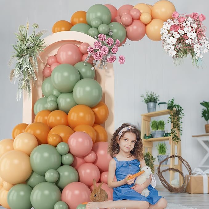 HILAVO Sage Green and Pink Balloons Arch Fairy Wildflower Spring Retro Dusty - Image 6