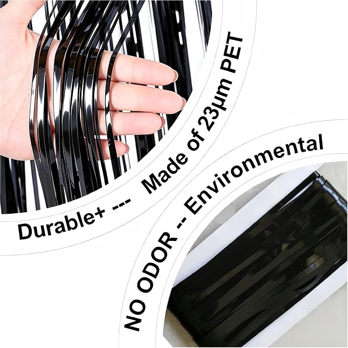 Black Foil Fringe Curtain - Image 6