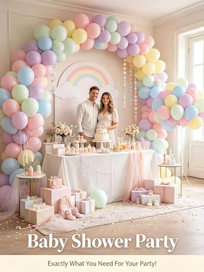 Pastel Balloons 12 Inch 60 Pcs Pastel Rainbow Light Pink Blue Green Purple - Image 8