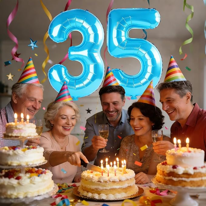 40 Inch Number 35 Balloons for 35th Birthday Party Decorations, 0-100 Jewelry - Image 2