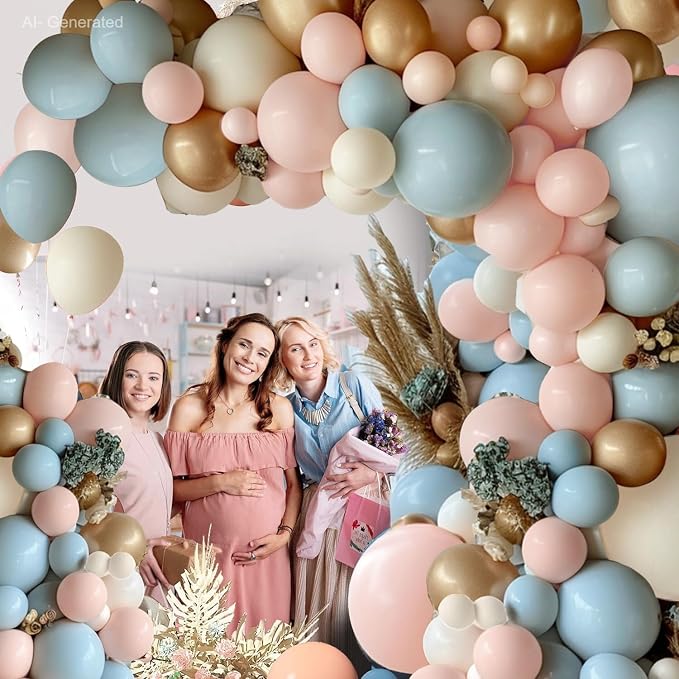Gender Reveal Balloons Arch Kit Pink/Blue/Gold/Beige, Party Decor. | Dusty - Image 6