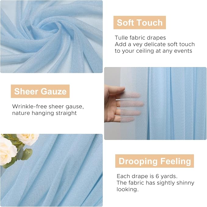 Wedding Arch Draping Fabric Backdrop Drapes 2 Panels, Baby Blue | 28.7"x20FT - Image 2