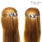 French Amie White Tokyo Handmade Curved Strong Grip Celluloid Automatic Volume Hair Clip Barrette (White Tokyo)