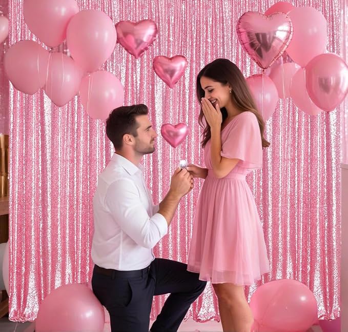 Pink Sequin Backdrop Curtains 2Panel 2x8ft - Image 7