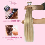 YoungSee K Tip Hair Extensions Human Hair Blonde Highlight Ktip Human Hair Extensions Golden Blonde Highlight 18inch 50s/50g