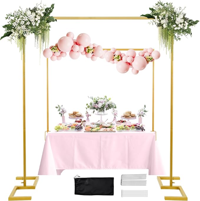 Wellsign 8.2FT Square Arch Backdrop Stand, Metal Wedding Balloon Arch Stand | by WellSign