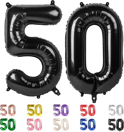 50 Balloon Numbers for 50th Birthday Decorations Women Men Party, Inflation by Mluchee