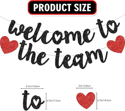 Black Glitter Welcome to the Team Banner, Hanging Swirls, Decorations - Image 2