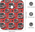 Full Coverage Hair Cutting Cape, Hairdressing Apron Cute Red Fire Trucks Print Hair Cutting Gown for Makeup Artist Beautician