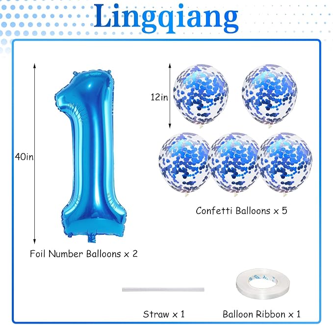 13th Birthday Balloons for Boys, 40 Inch Blue Foil Number 10 Balloons - Image 2