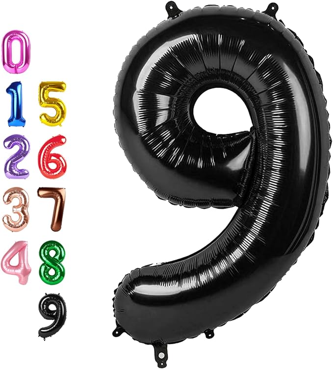 Number Balloons 9 Balloon Black by Enyeopd