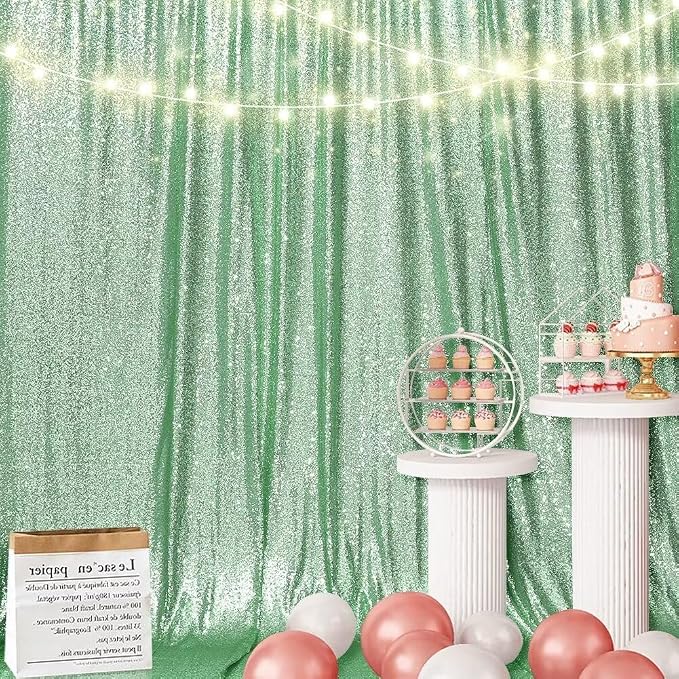 Eternal Beauty Mint Green 3mm Sequin Backdrop 8x10 Ft - Image 4