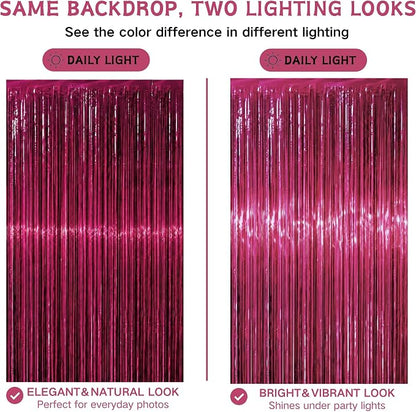 Matte Raspberry Burgundy Fringe Backdrop 4 Pack, 3.3 x 6.6 ft | Soft matte - Image 2