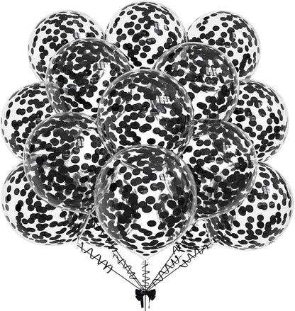50pcs Black Foil Confetti Balloons, 12 inch Latex Balloon by KALOR