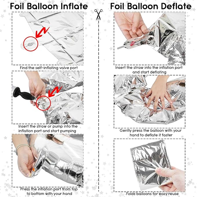 40 Inch 25th Birthday Balloons for Men, Mylar Self Inflating Silver 25 Balloon - Image 9