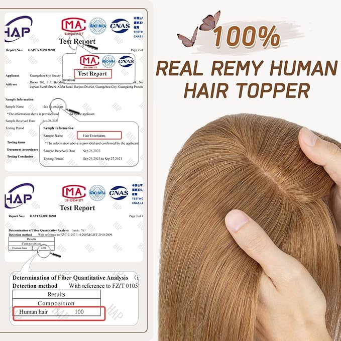 Rich Choices Real Human Hair Toppers for Women With Bang 100% Remy Human Hair Topper for Thinning Hair Clip in Silk Base Hair Topper 12 Inch #6 Light Brown