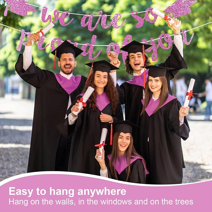 2026 Graduation Decorations Pre-Strung Blingbling We Are So Proud of You Banner - Image 3