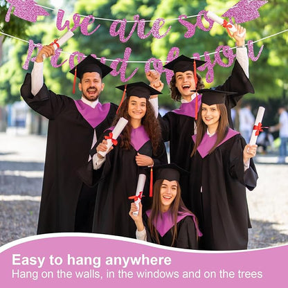 2026 Graduation Decorations Pre-Strung Blingbling We Are So Proud of You Banner - Image 3