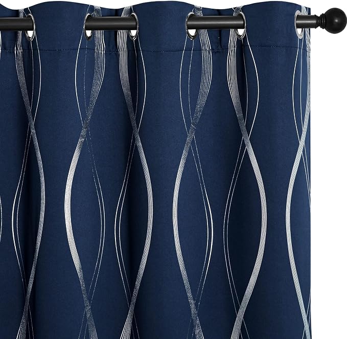 NICETOWN Navy Blue Blackout Curtain Panels 84 inches Long, Window Treatment - Image 2