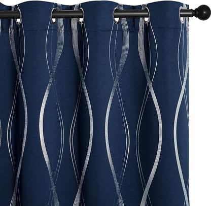 NICETOWN Navy Blue Blackout Curtain Panels 84 inches Long, Window Treatment - Image 2