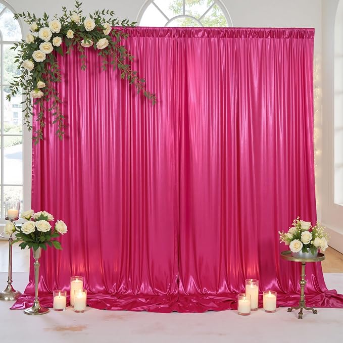 20x10ft Thick Hot Pink Glitter Backdrop Curtain Panels - Image 8