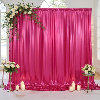 20x10ft Thick Hot Pink Glitter Backdrop Curtain Panels - Image 8